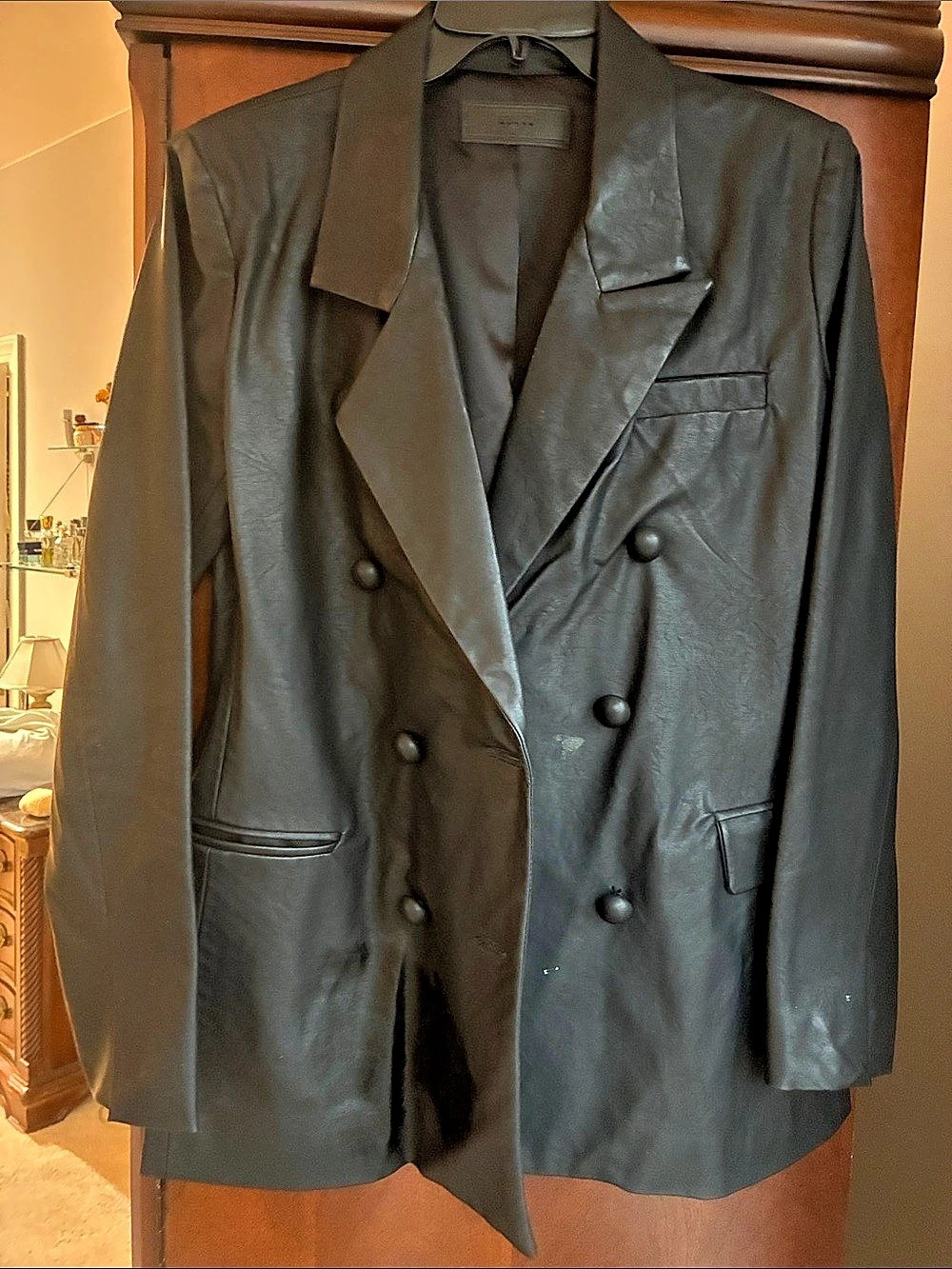 Blank NYC Black Leather Blazer Jacket